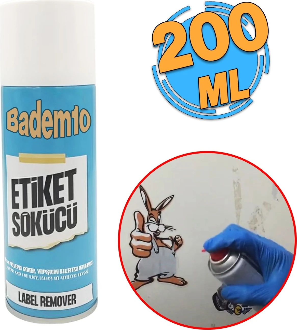 Etiket Sökücü Mastik Yapışkan Artığı Sökücü Sprey 200 ml Cam Metal Ahşap Mobilya Zemin Uygulaması