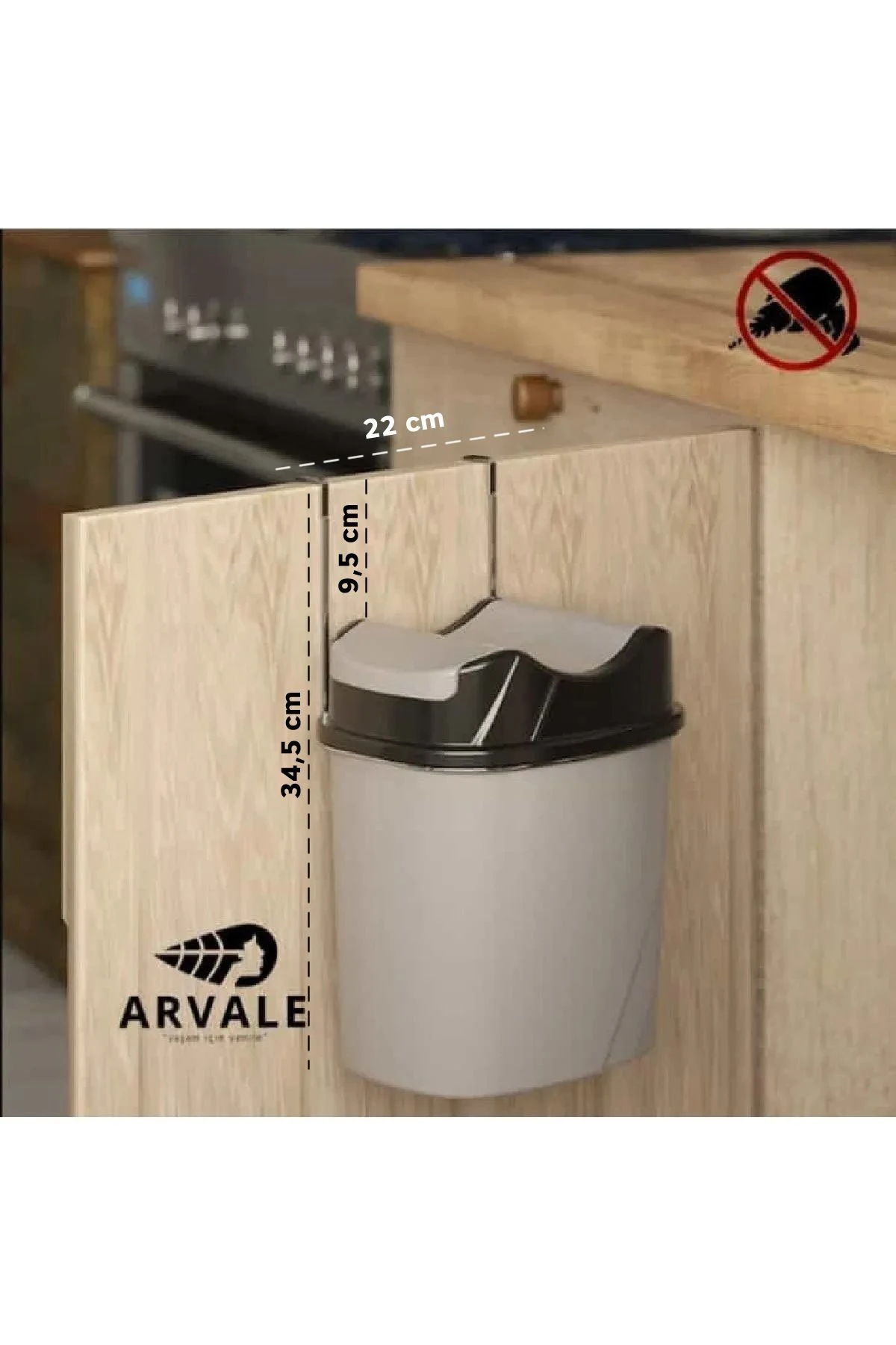 Askılı Çöp Kovası 5,5 Litre Kapağı Çöp Poşetine Göre Geniş Tasarlanmıştır