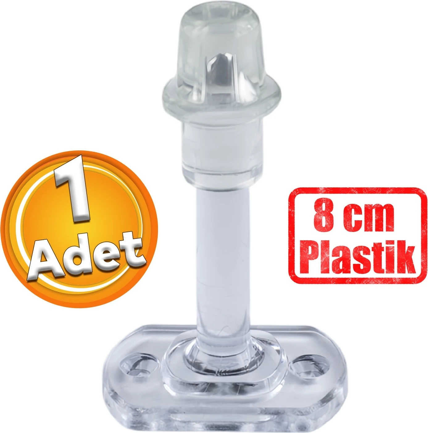 Mobilya Kapı Arkası Kolu Stoperi Tamponu (Plastik Şeffaf 8 Cm) Stopu Durdurucusu