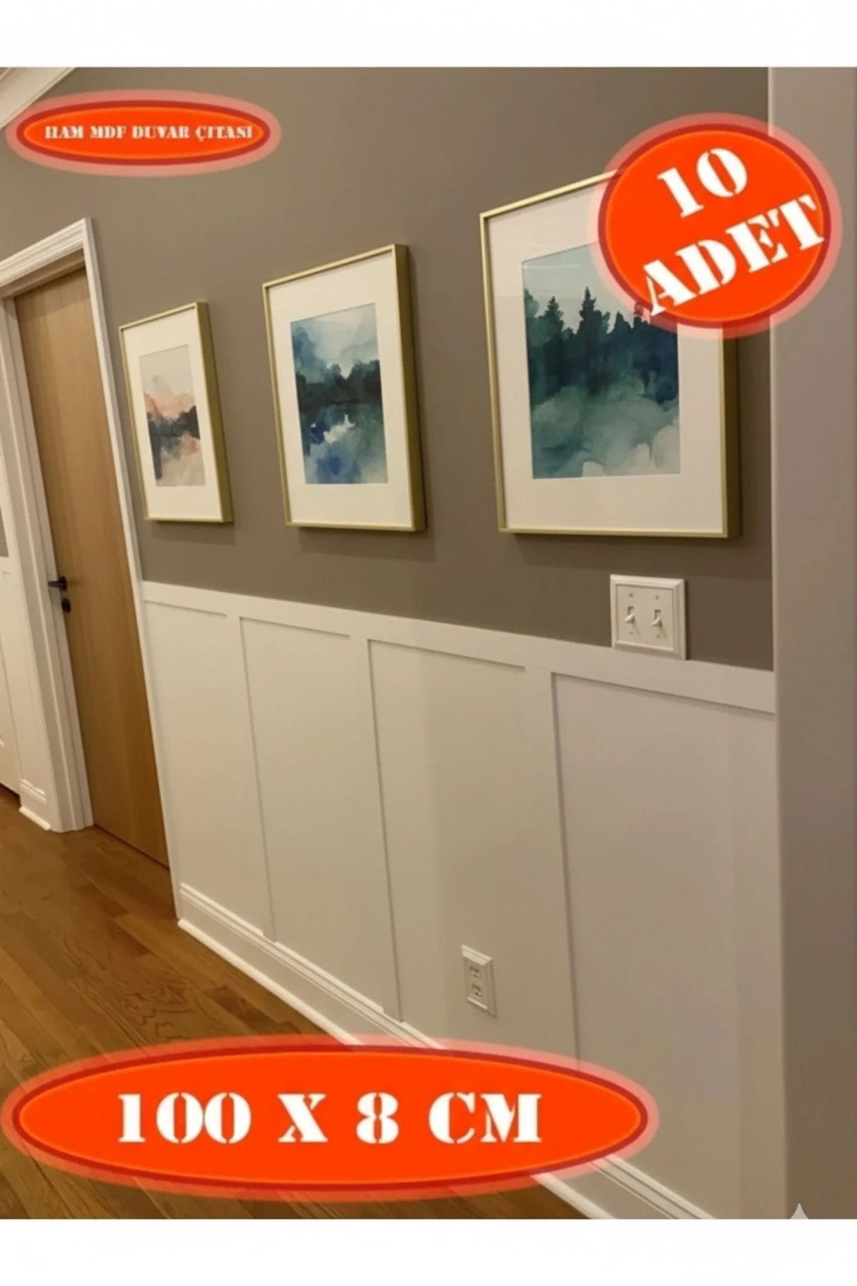 İskandinav Duvar Çıtası 100cm X 8Cm (10 ADET) Çocuk Odası Duvar Dekorasyonu Çıtası