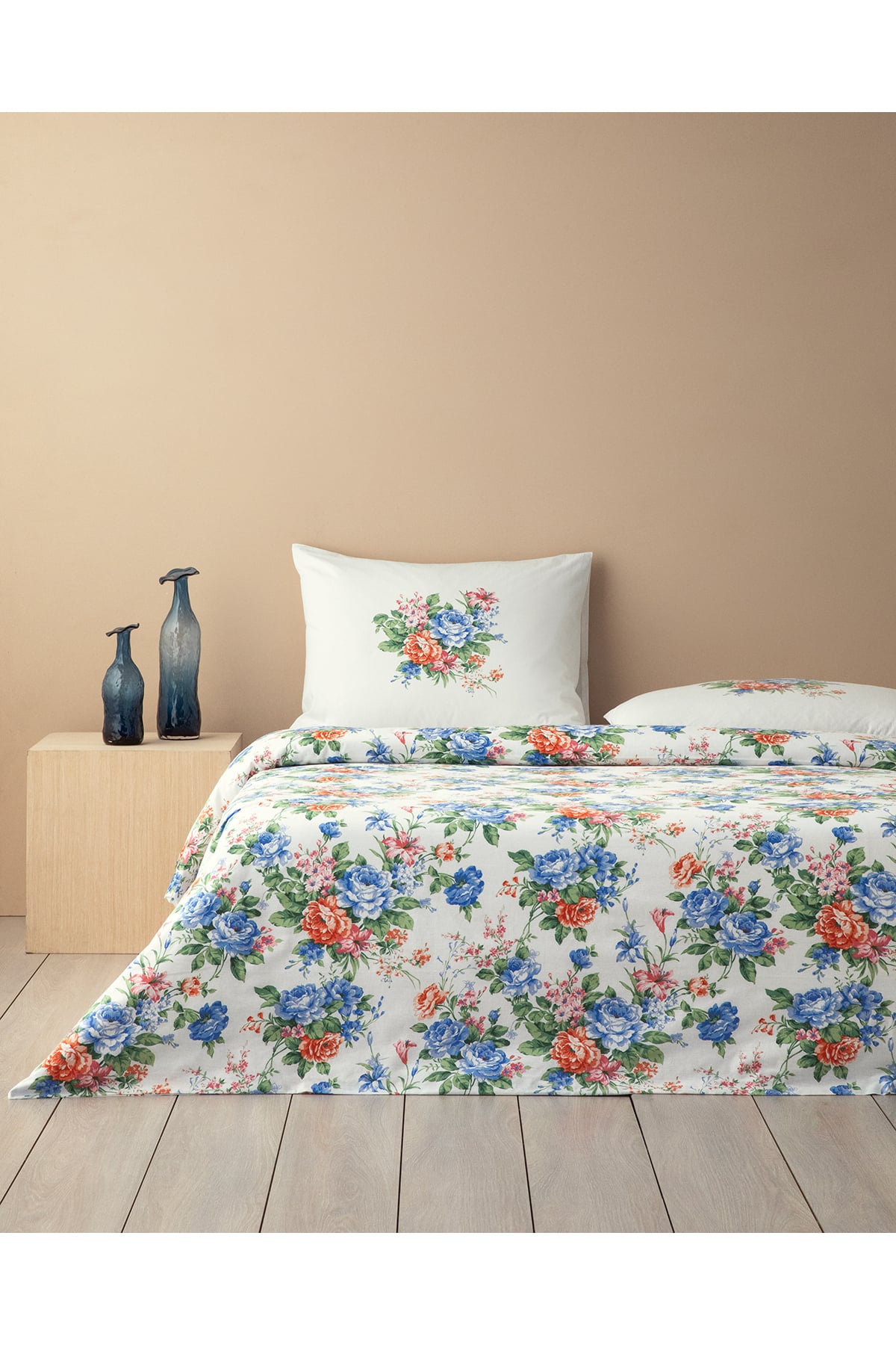 Rose Romance King Size Nevresim Seti Mavi