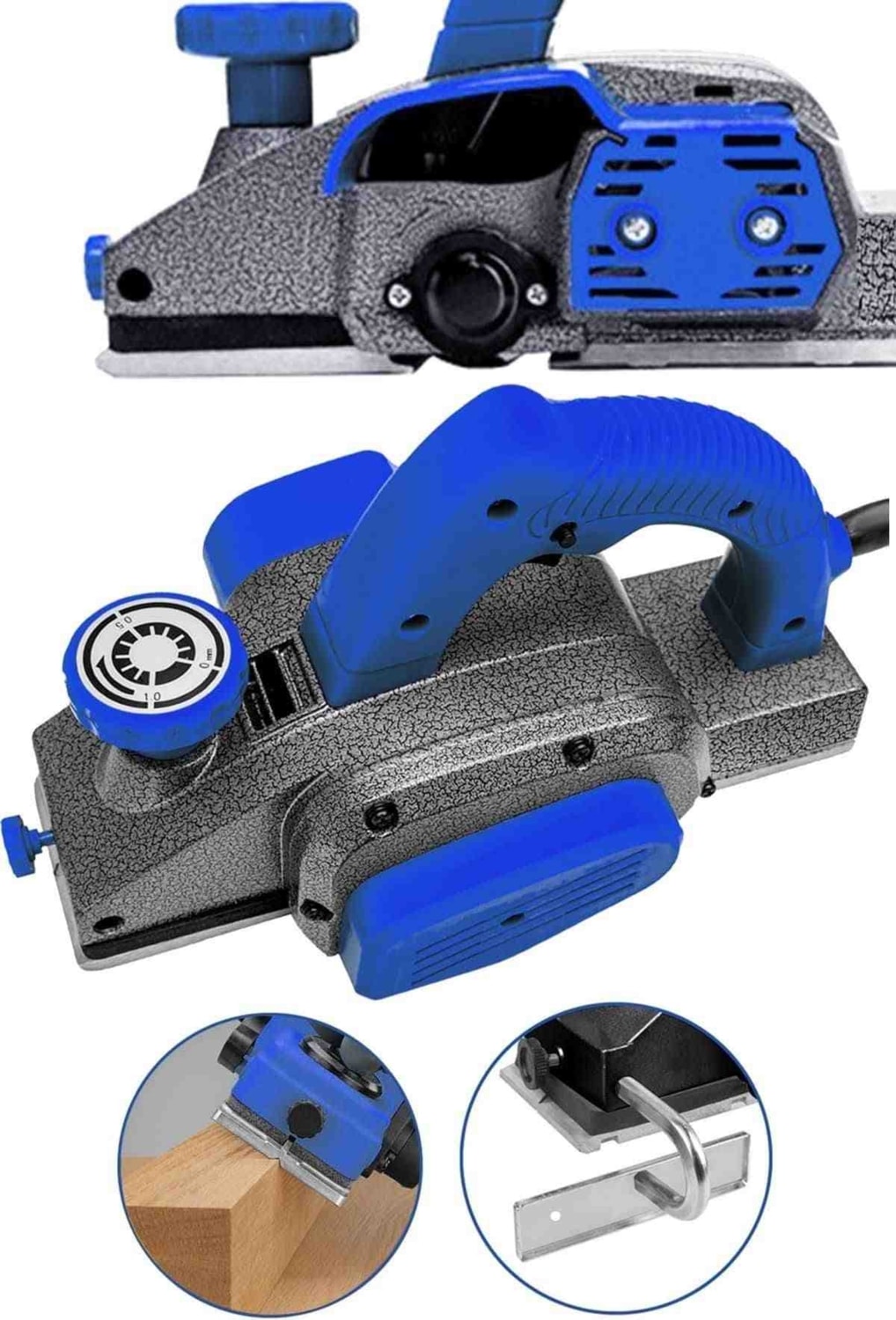 İyisi Yok Planya Rende Makinası 1000-5200 Watt Motor Metal Şanzıman Çift Bıçaklı Mavi 1011