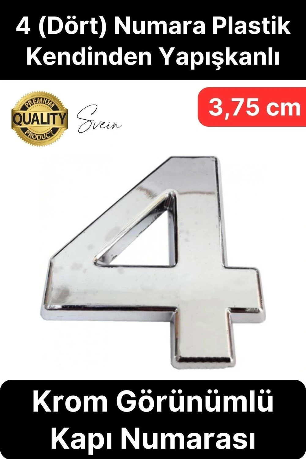 No 4 Kapı Numarası Kendinden Yapışkanlı Masa Dolap Plastik Ev Posta Kutusu Dış Mekan Daire 3,75 cm