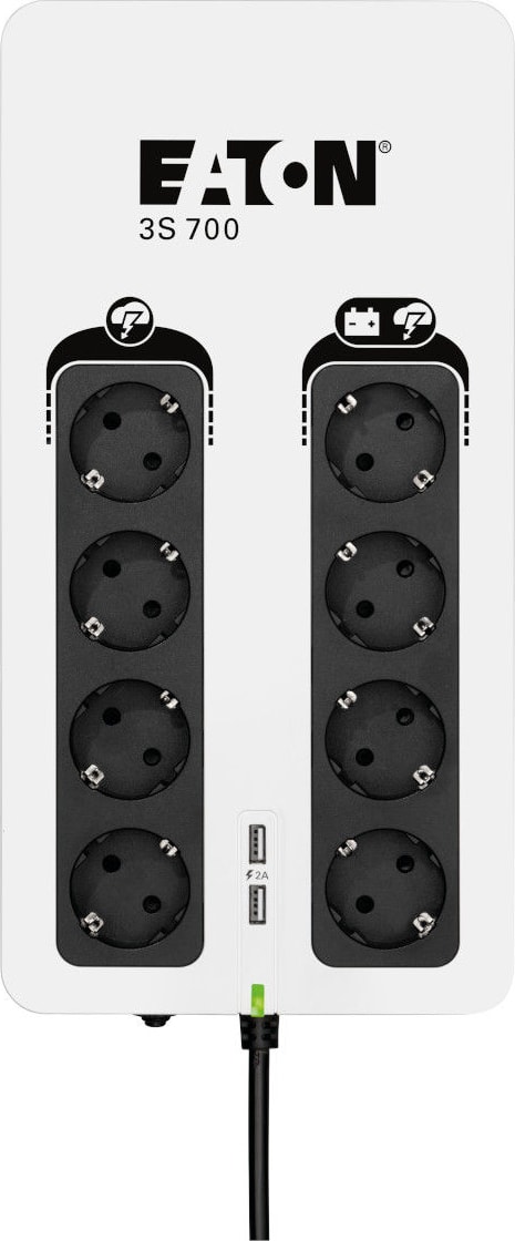 3S 700 DIN UPS 700 VA+ Dahili Akım Korumalı Priz( 8'li Schuko)