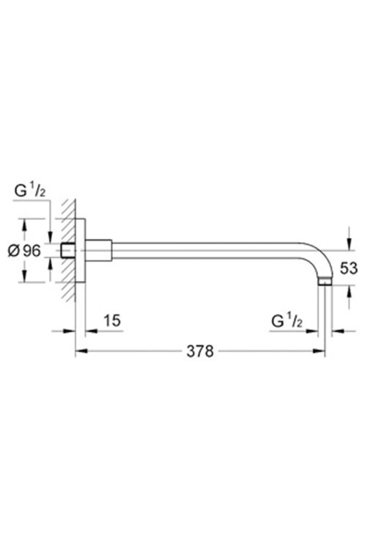 Rainshower Tepe Duşu Duvar Dirseği 38cm Krom - 28982000