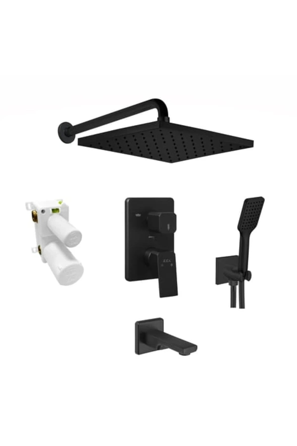 Tiera Ankastre Duş Seti Mat Siyah 3-Yollu