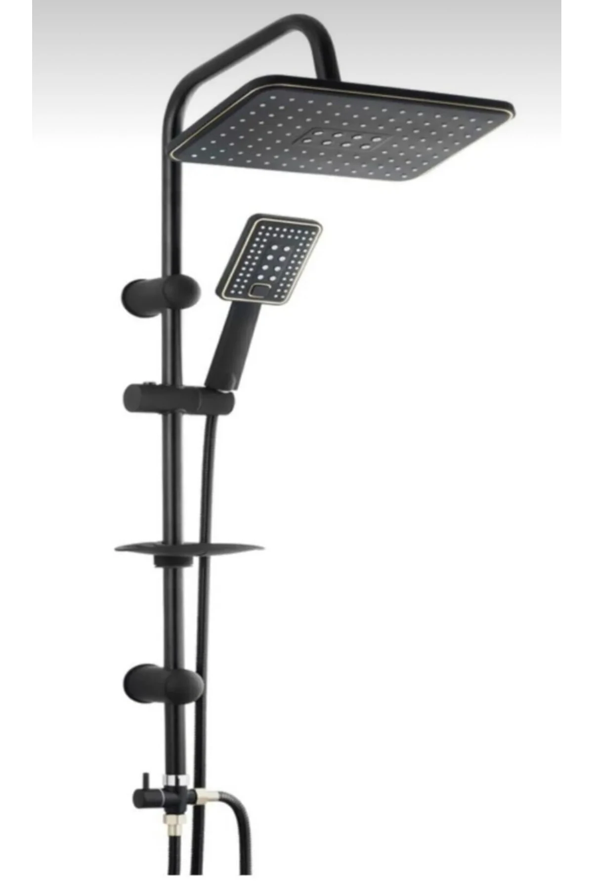 Kca Ful Siyah Robot Duş Lavabo Banyo Bataryası 3'lü Set Çift Su Girişli