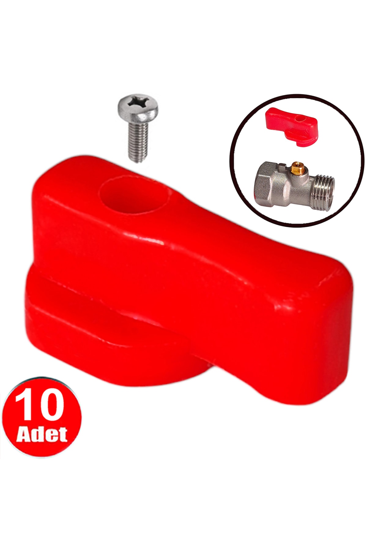 Kırmızı Plastik Mini Küresel Vana Başlığı Kollektör Kolu Ara Musluk Kelebek Başı -10 Adet