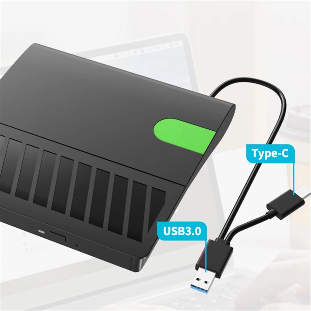 USB 3.0 Tip-C Ince Harici DVD Rw CD Yazıcı Sürücüsü Burner Okuyucu Oyuncu Dizüstü Pc Için Optik Sürücüler DVD Burner(C) (Yurt Dışından)