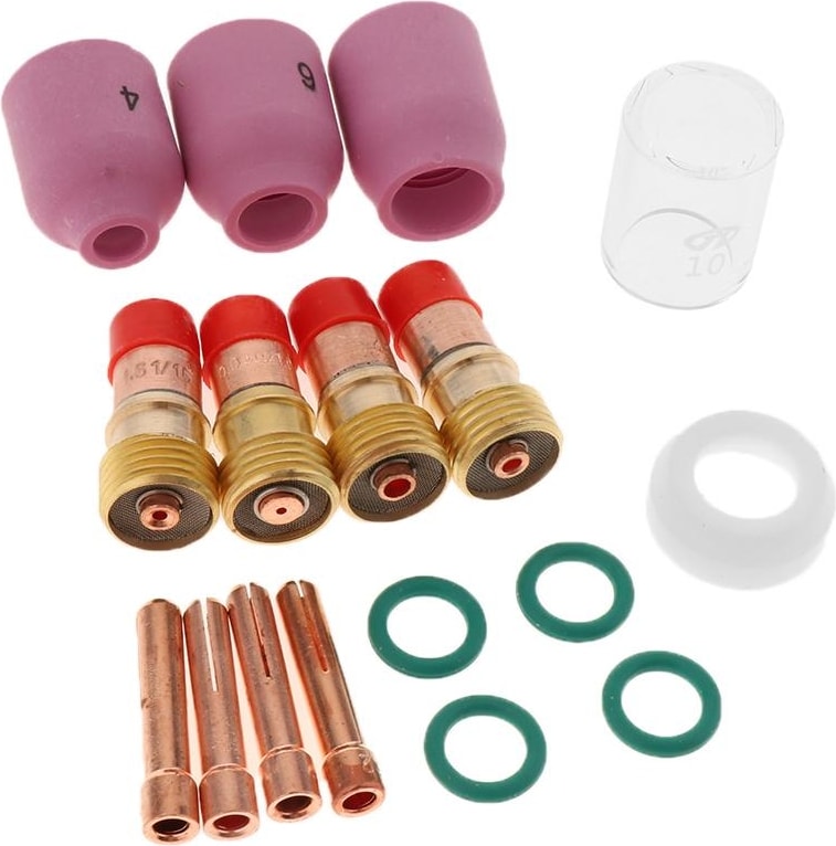 17PCS Tig Gaz Lens Arka Kapak Kolet Gövde Kiti Alümina Nozul Kaynağı WP17/18/26 (Yurt Dışından)