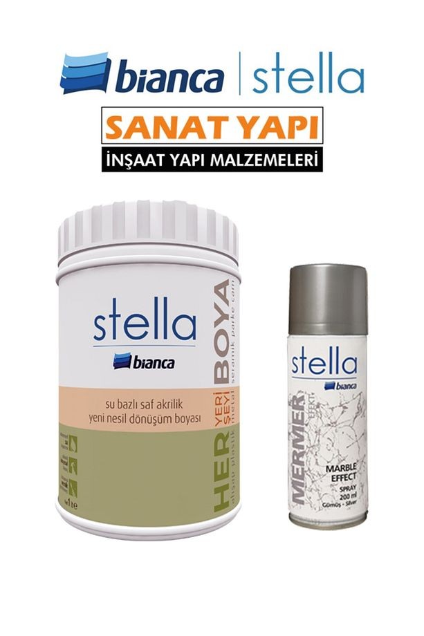 Stella Set Boya Siyah + Stella Gri Mermer Efekti