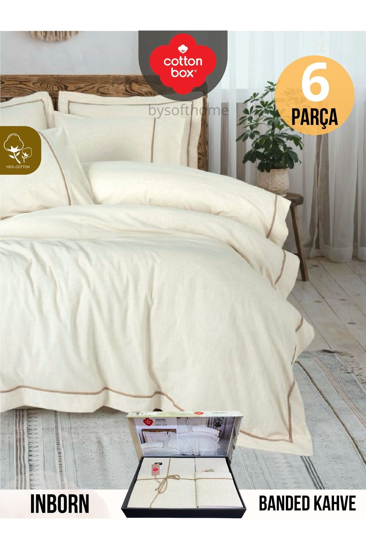 INBORN BANDED KAHVE Çift Kişilik Nevresim Takımı