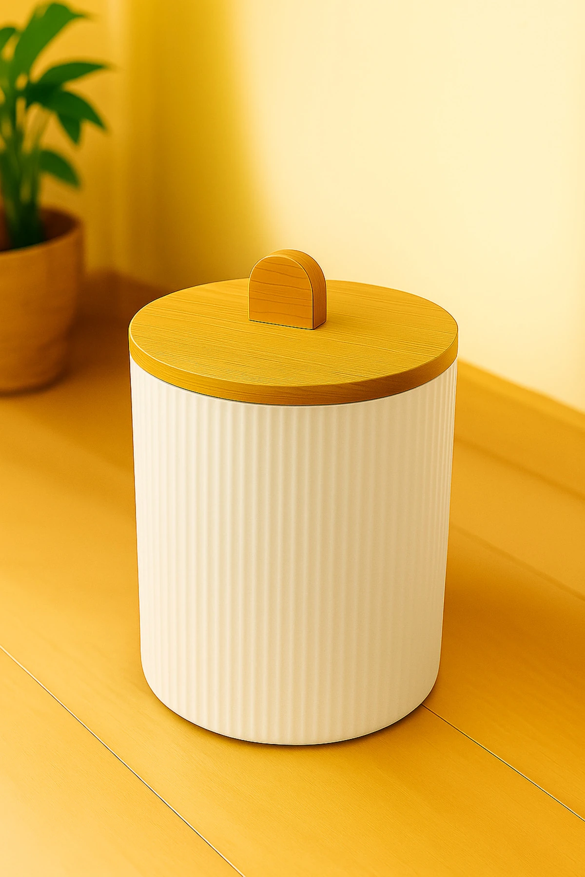 Bambu Kapaklı 8 LT Çöp Kovası – Doğal ve Şık Mutfak Çöp Kovası