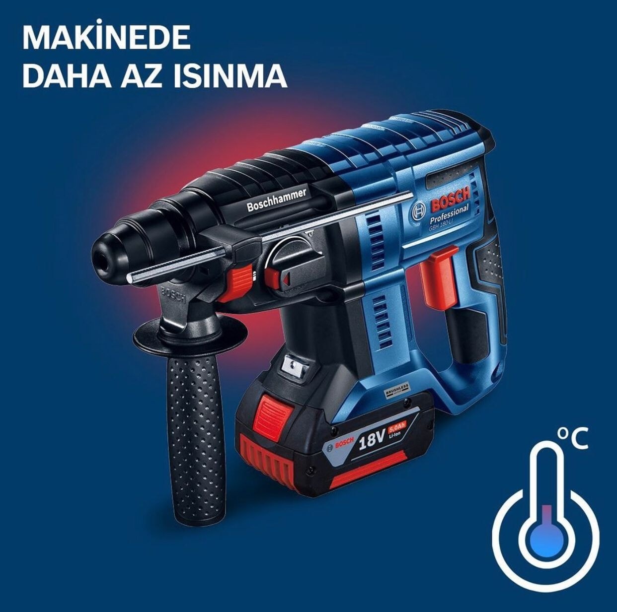 BOSCH Promix Akülü Kömürsüz Kırıcı Delici Çift Akülü Motor 2 Joule , 18.00 Volt 5.0 Ah – Gbh 180 Lı