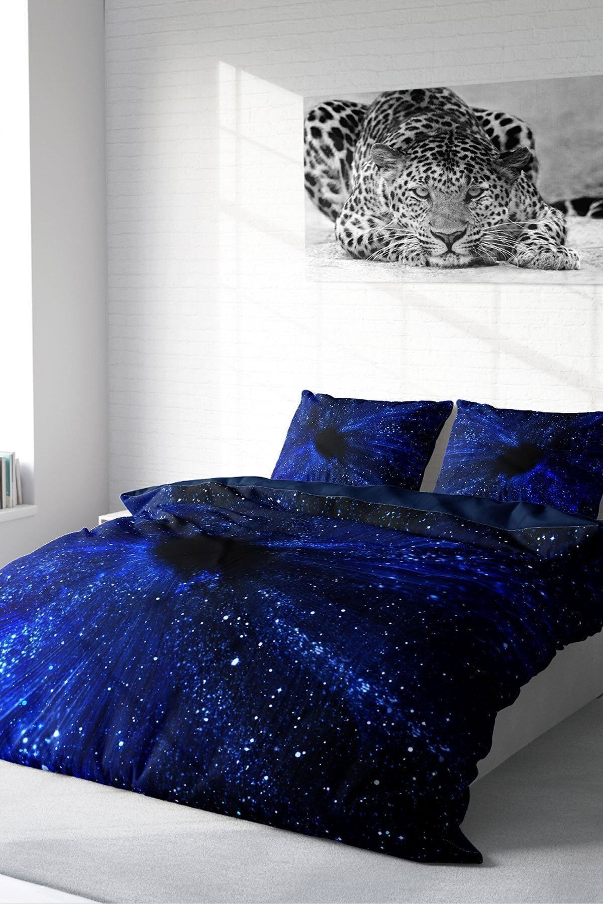 Nevresim Takımı %100 Doğal Pamuk Çift Kişilik 3d Digital Blue Night