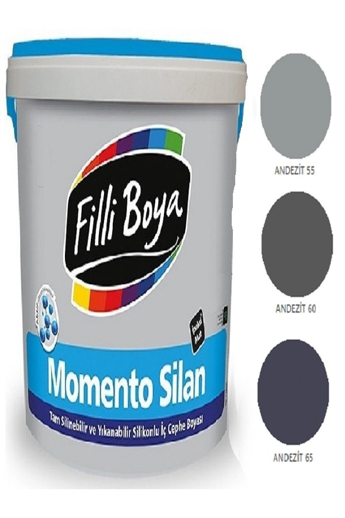Momento Silan Tam Silinebilir Yıkanabilir Silikonlu Ipek Mat Boya 15lt (andezit 55)