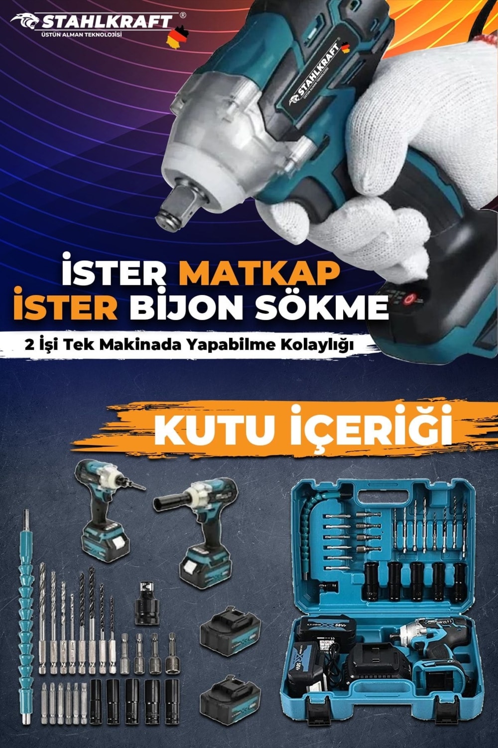 9274 58VF Akülü Kömürsüz Yüksek Tork Somun Sökme - Vidalama