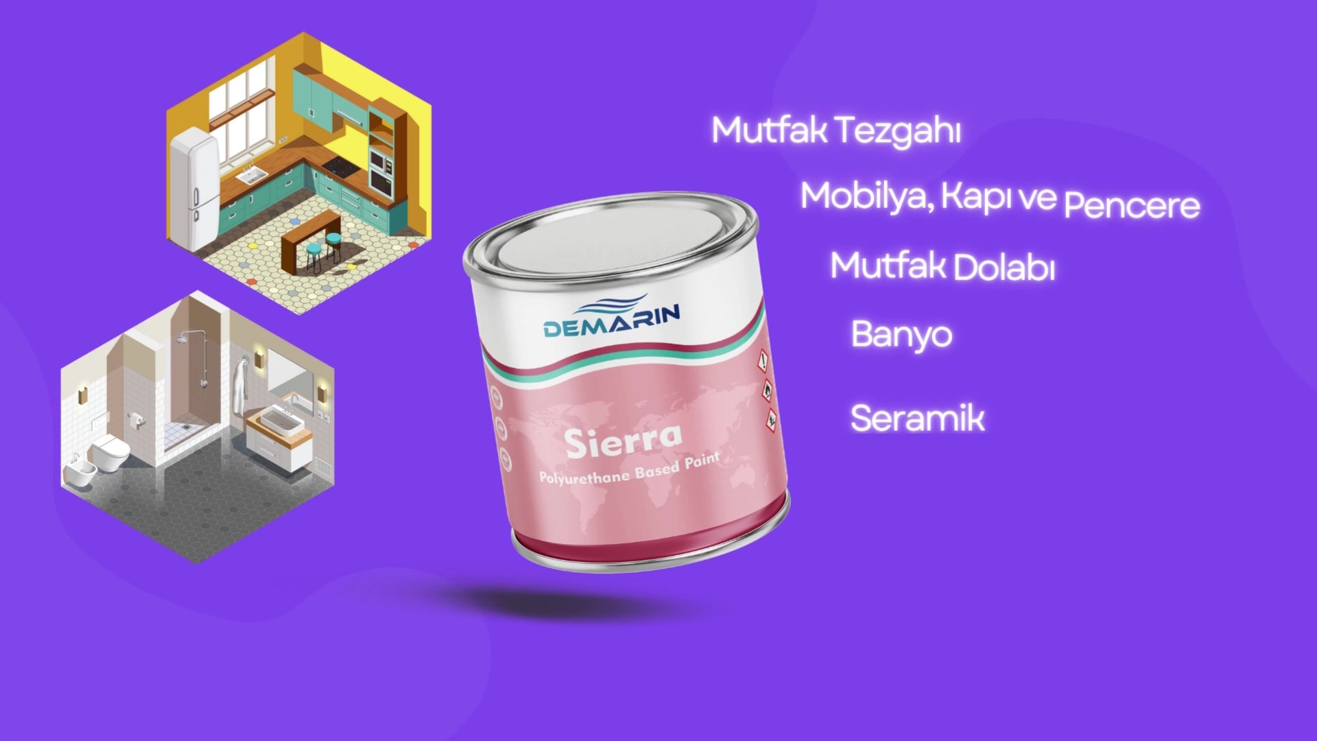 Her Şeyi Boyayan Boya Sierra Tek Bileşen Fayans, Tezgah, Seramik, Mobilya, Zemin Boyası 1 Kg