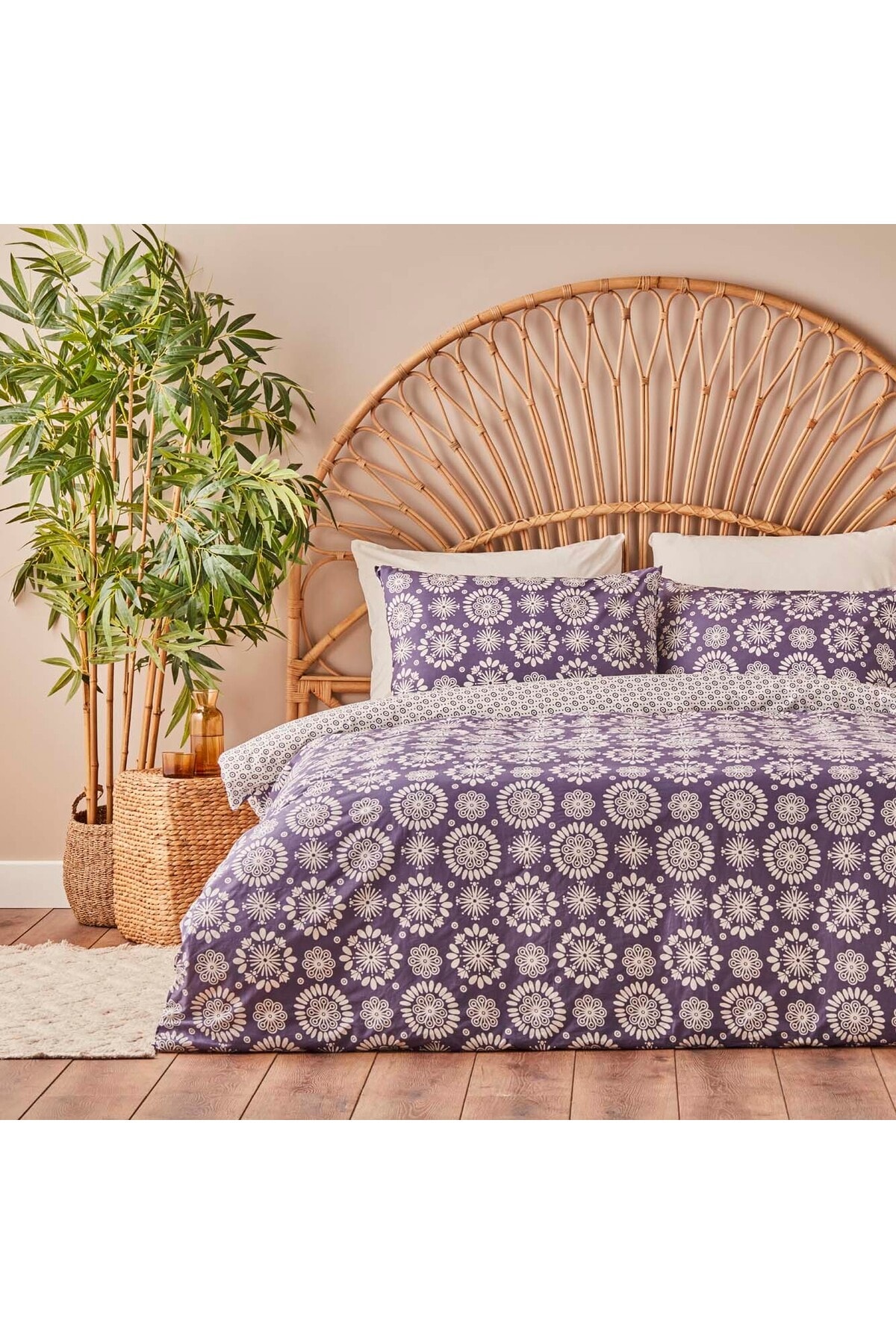 %100 Pamuk Ranforce Misa King Size Nevresim Seti Mor (260x240 cm)