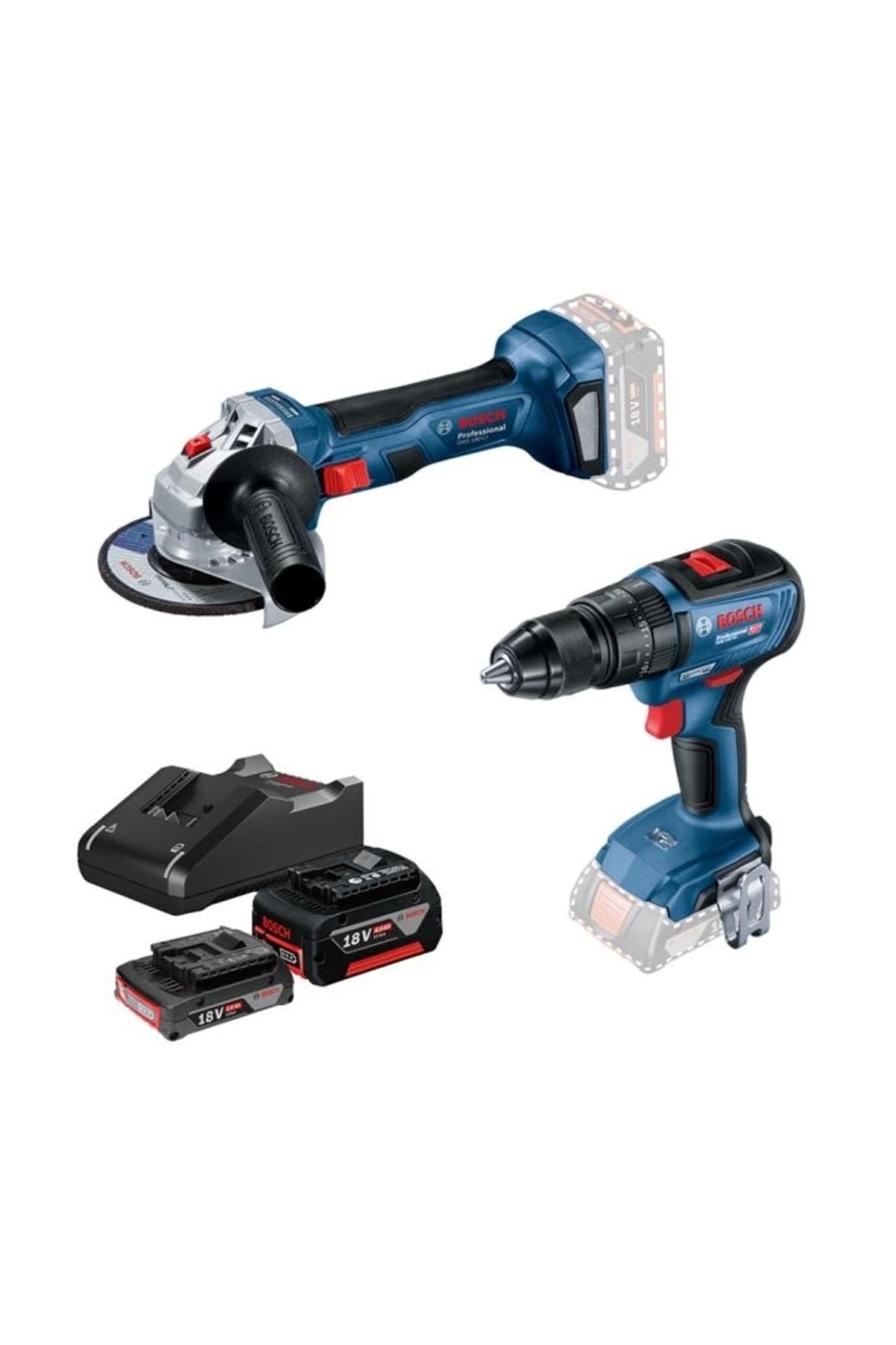 BOSCH Gsb 18v-50 Darbeli Delme/vidalama Gws 180-lı Taşlama Makinesi - 0615990m8s