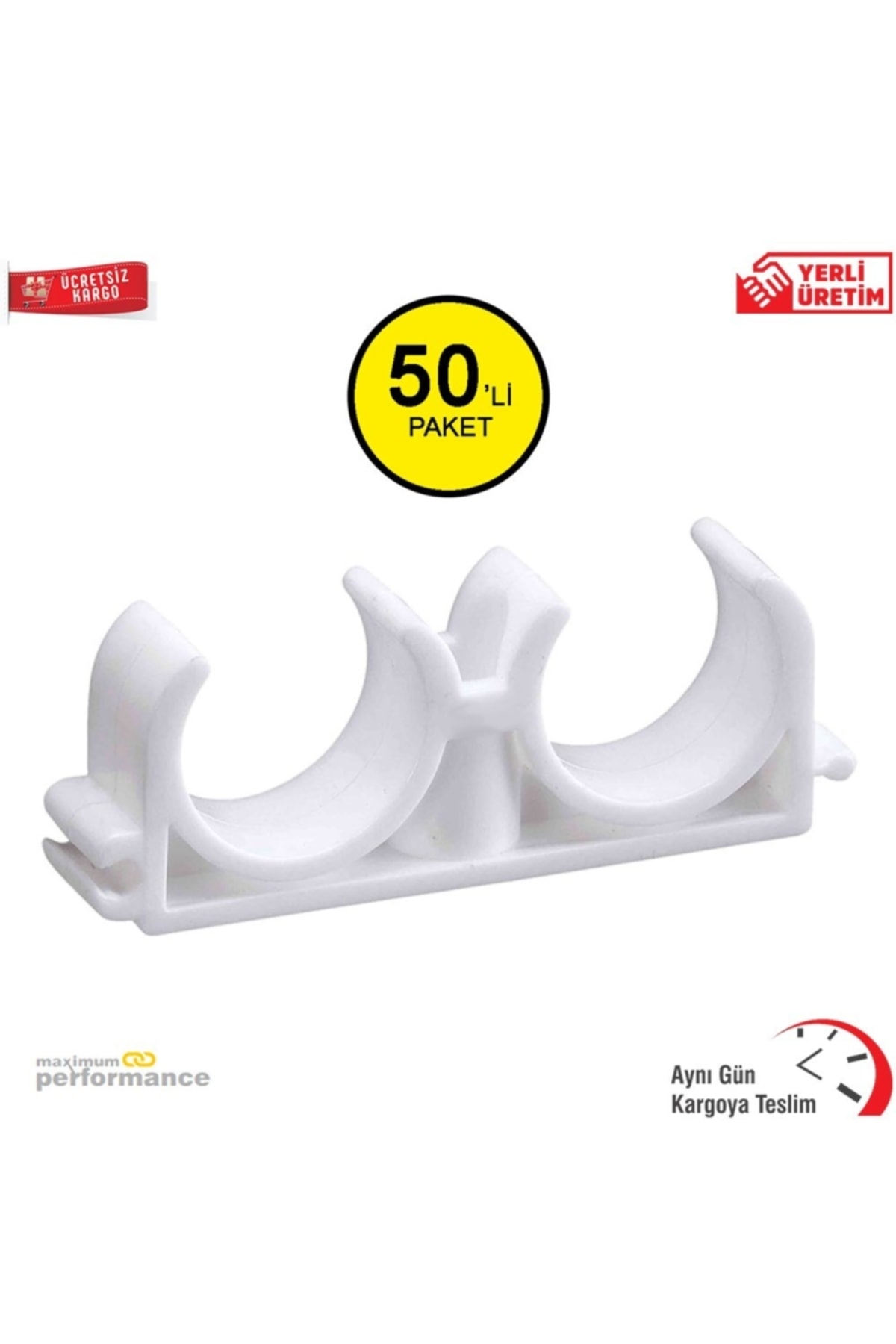 25 Mm Pprc Çiftli Boru Kelepçesi (50 Adet)