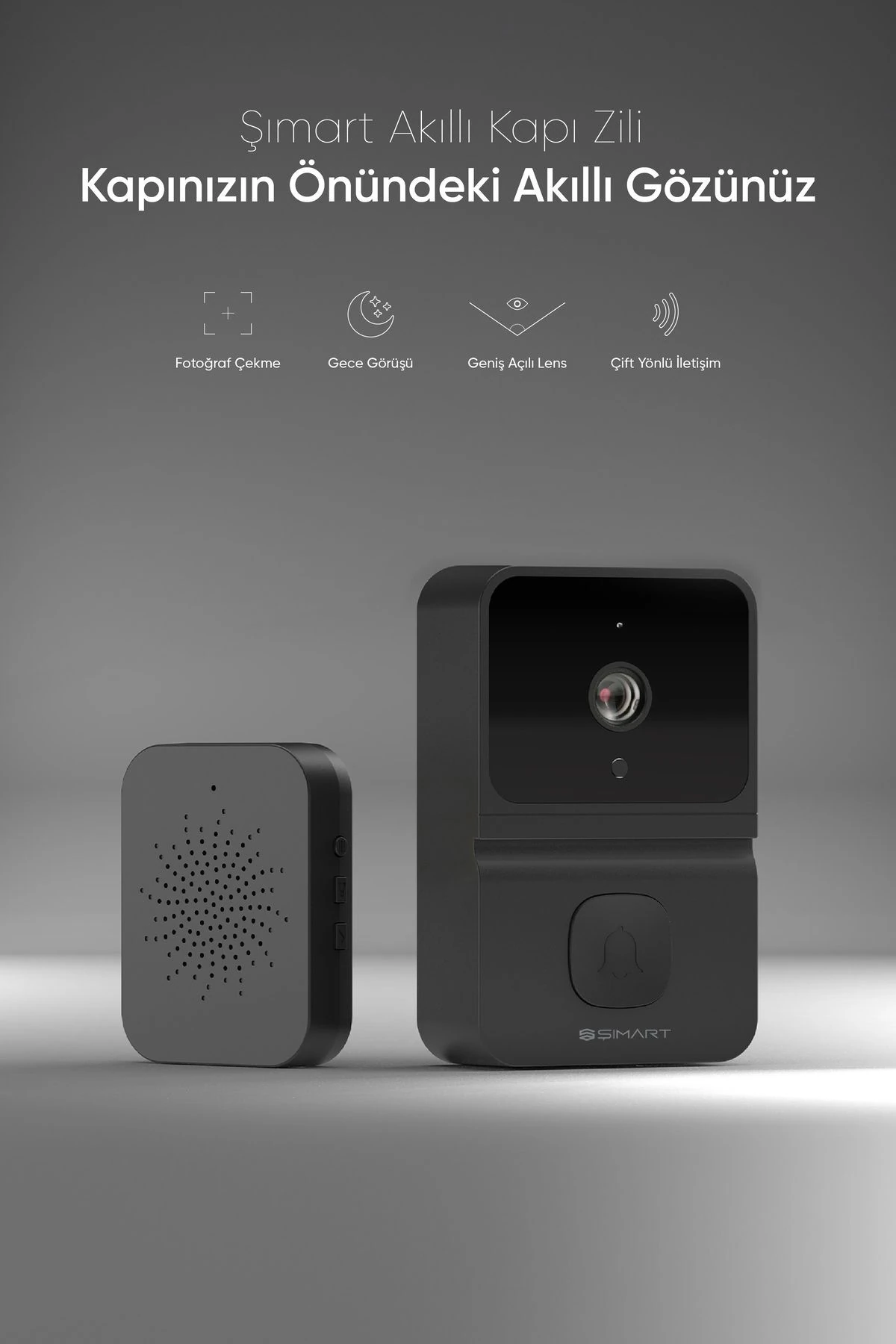 Akıllı Kapı Zili Wi-fi Kontrollü, Gece Görüş, Ses Gönderme Ve Alma