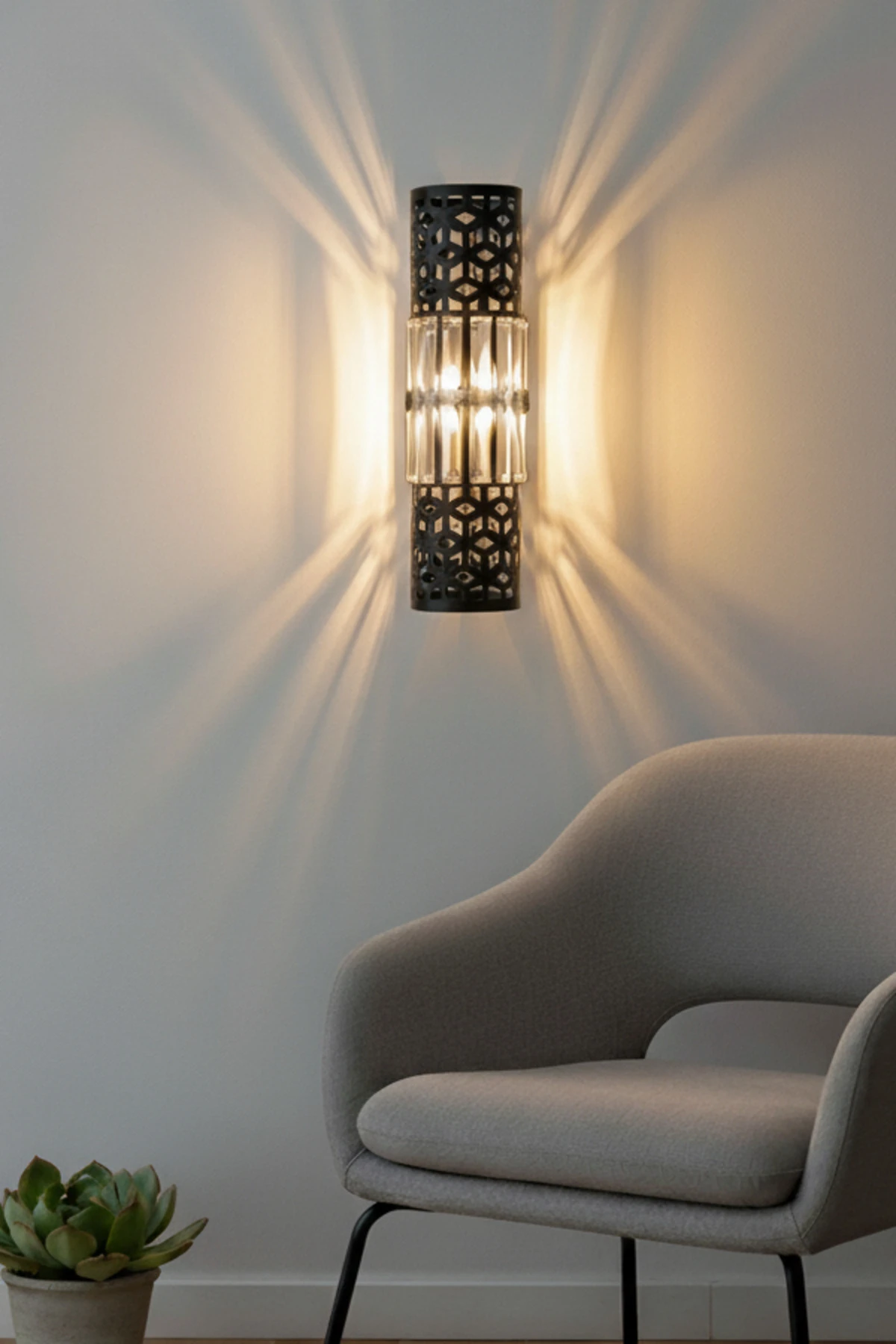 Star Aplik Siyah , Pilli Aplik, Anahtarlı, Pilli Elektrikli Ledli Duvar Aplik, Gece Lambası