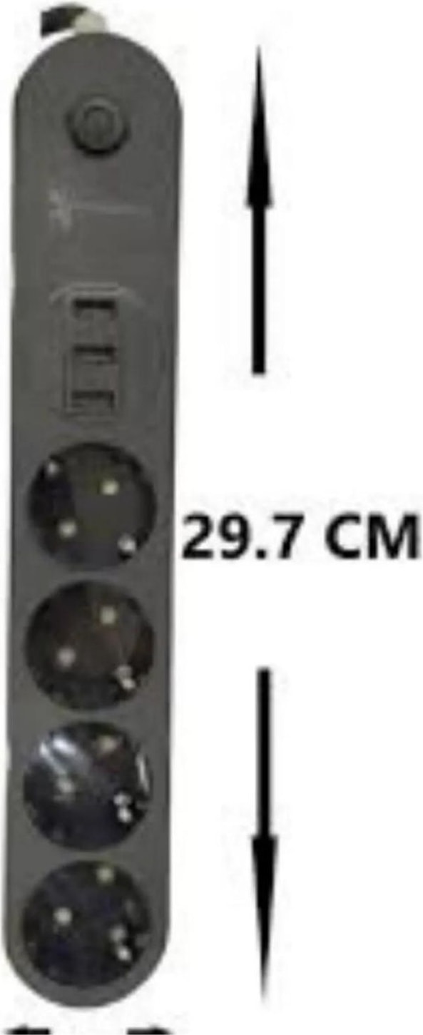 FTR-01 3x USB Çıkışlı 3'lü 2 M Metre Çocuk Akım Korumalı Priz Uzatma Kablosu