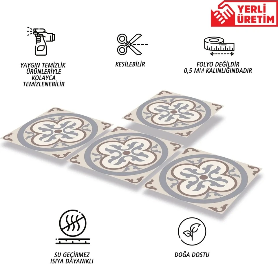 Kendinden Yapışkanlı Alaska 01 Desenli Pvc Karo 30X30 cm (33 Adet) 3m2