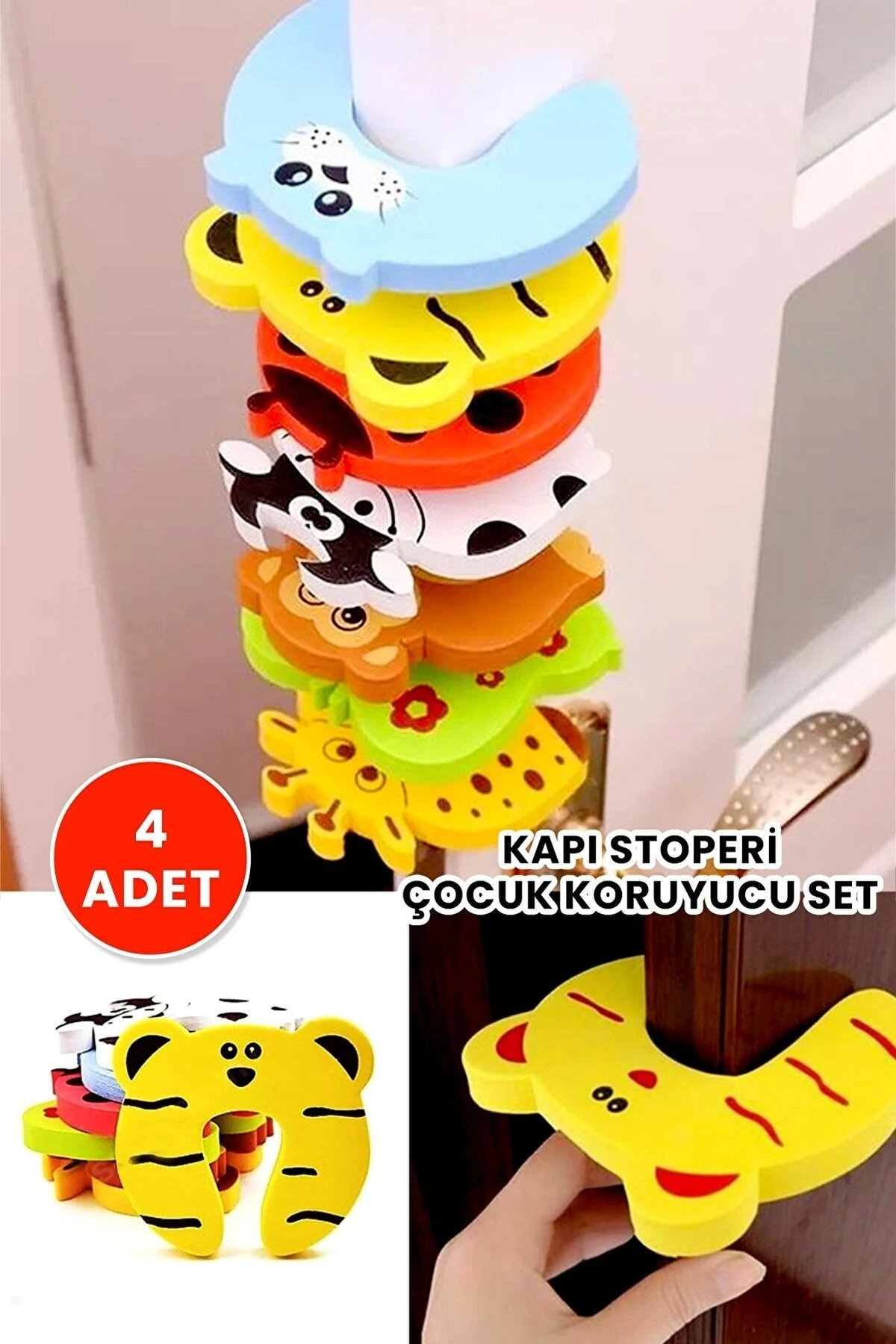Kapı Pencere Kapanma Önleyici Kapı Stoperi 4 Adet Çocuk Güvenlik