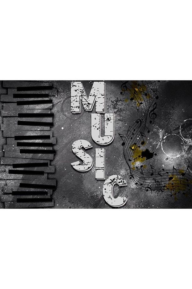 3 Boyutlu Müzik Yazılı Duvar Kağıdı