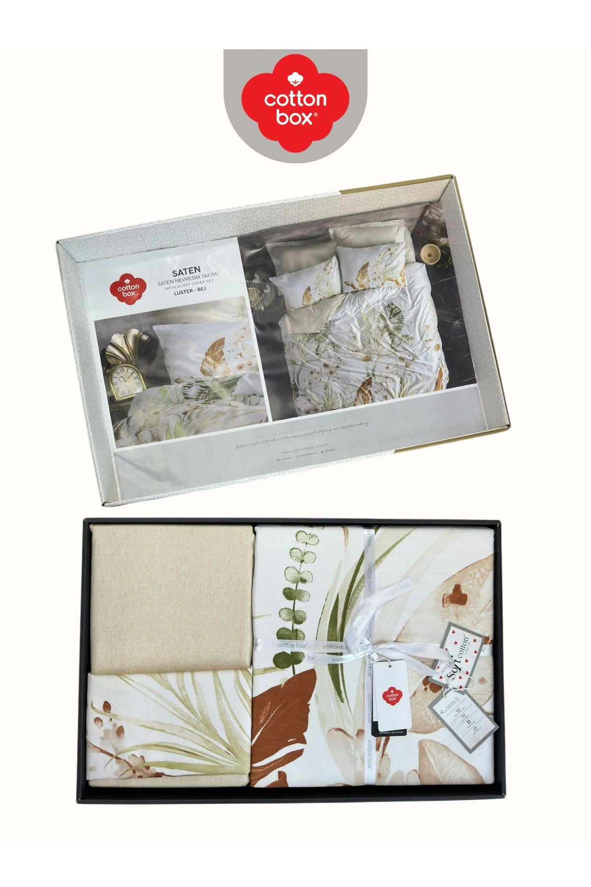 Luster bej Çift Kişilik Pamuk Saten Nevresim Takımı
