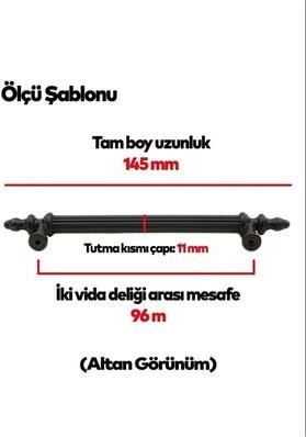 Ovacık (96 mm 9.6 cm) Mat Siyah Metal Mobilya Mutfak Çekmece Dolap Kapak Kulpu Kulbu Kulpları