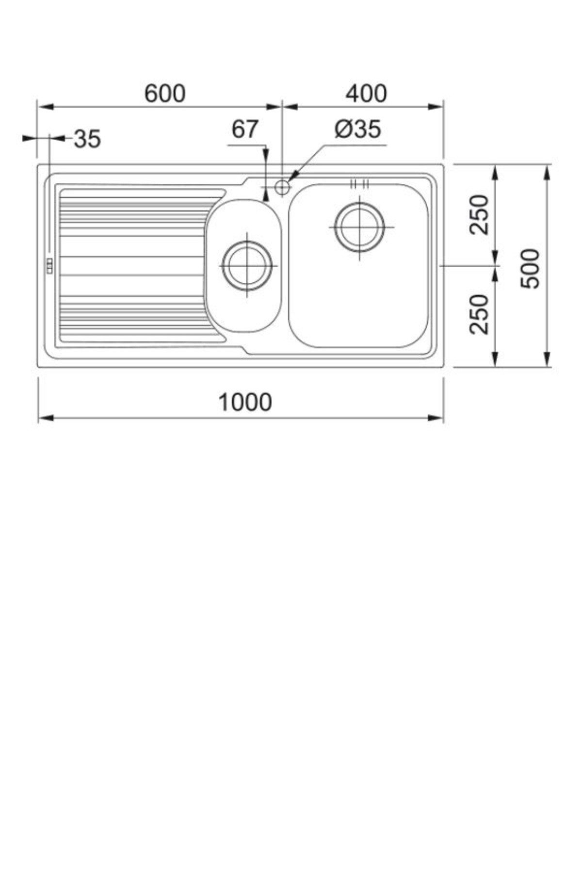LLL-L 651 SOL DekorLU ÇELİK EVİYE