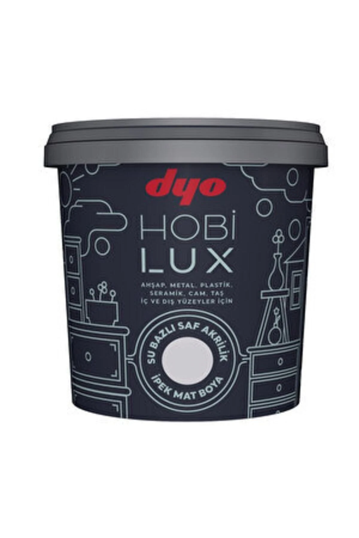 Dyo Hobilux0.9lt Akrilik Ipek Mat Boya+hobilux Şefaf Vernik0.4lt+kestirme Fırça 2no+parmak Rulo Fırçaucu