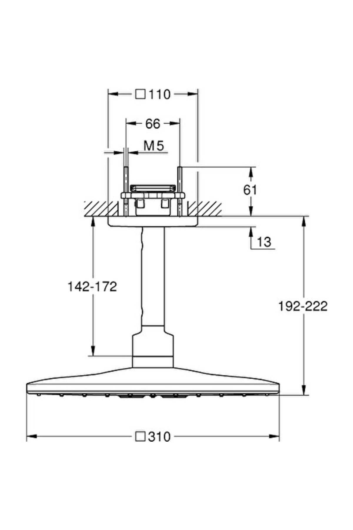 Rainshower Smartactive 310 Cube Tepe Duşu Seti 142 Mm, 2 Akışlı 26481ls0