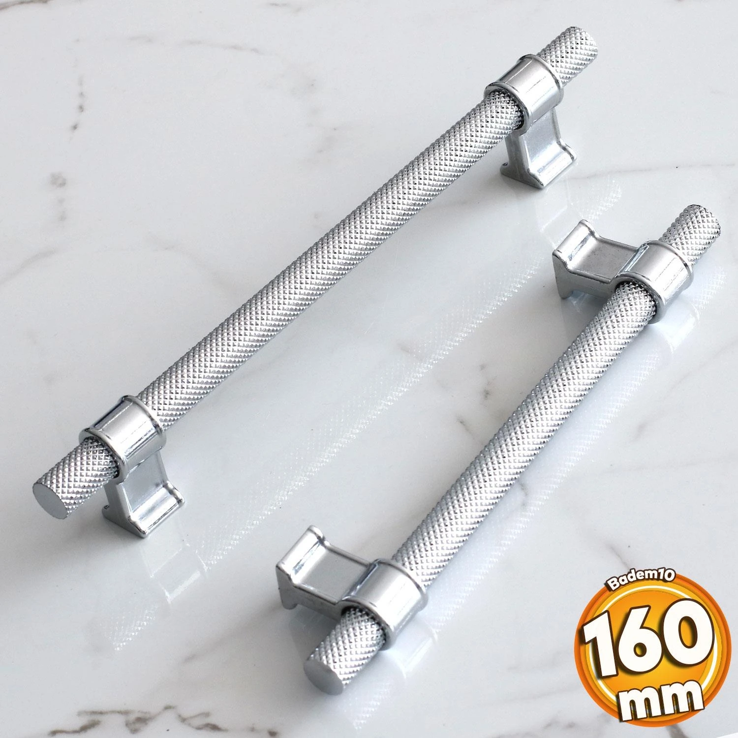 Hisar Krom Renk Metal Kulp 160 mm Tırtıklı Desen Çekmece Mobilya Mutfak Dolabı Dolap Kulpları Kulbu