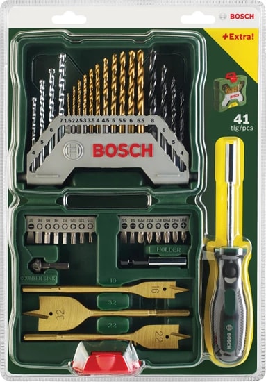 BOSCH 41 parça Titanyum X-line Aksesuar Seti -Tornavida Hediyeli-