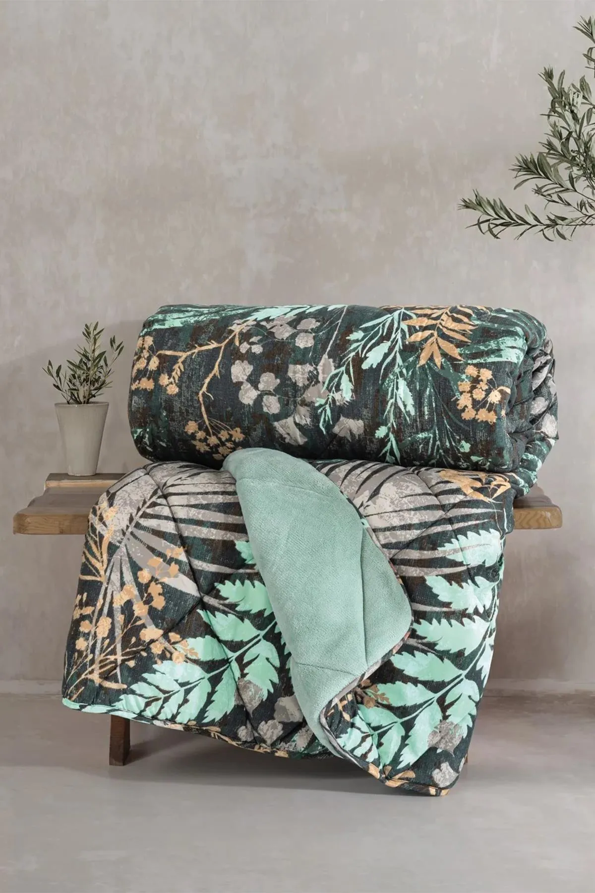 Velvet Çift Kişilik Yorgan Clorasa Mint 195x215 cm