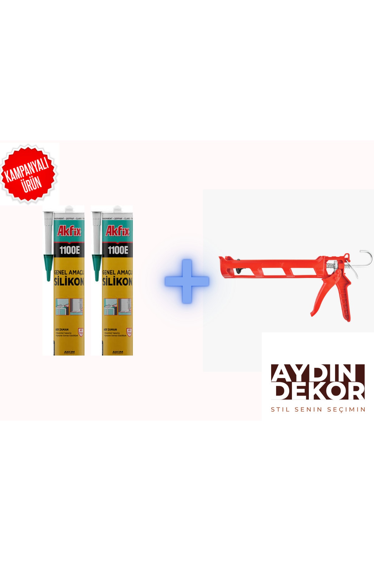 Silikon Genel Amaçlı Silikon Şeffaf (2 Adet) + Silikon Tabancası