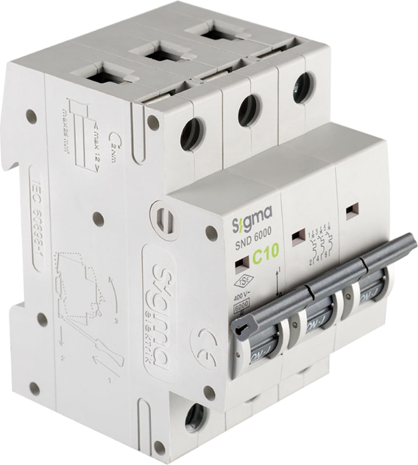 6SM310C C Tipi Trifaze 3X10A 6ka Otomatik Sigorta