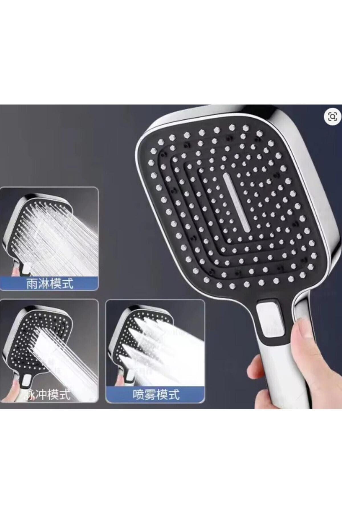 Lüks Siyah-Krom Yağmurlama Tepe Duş Seti