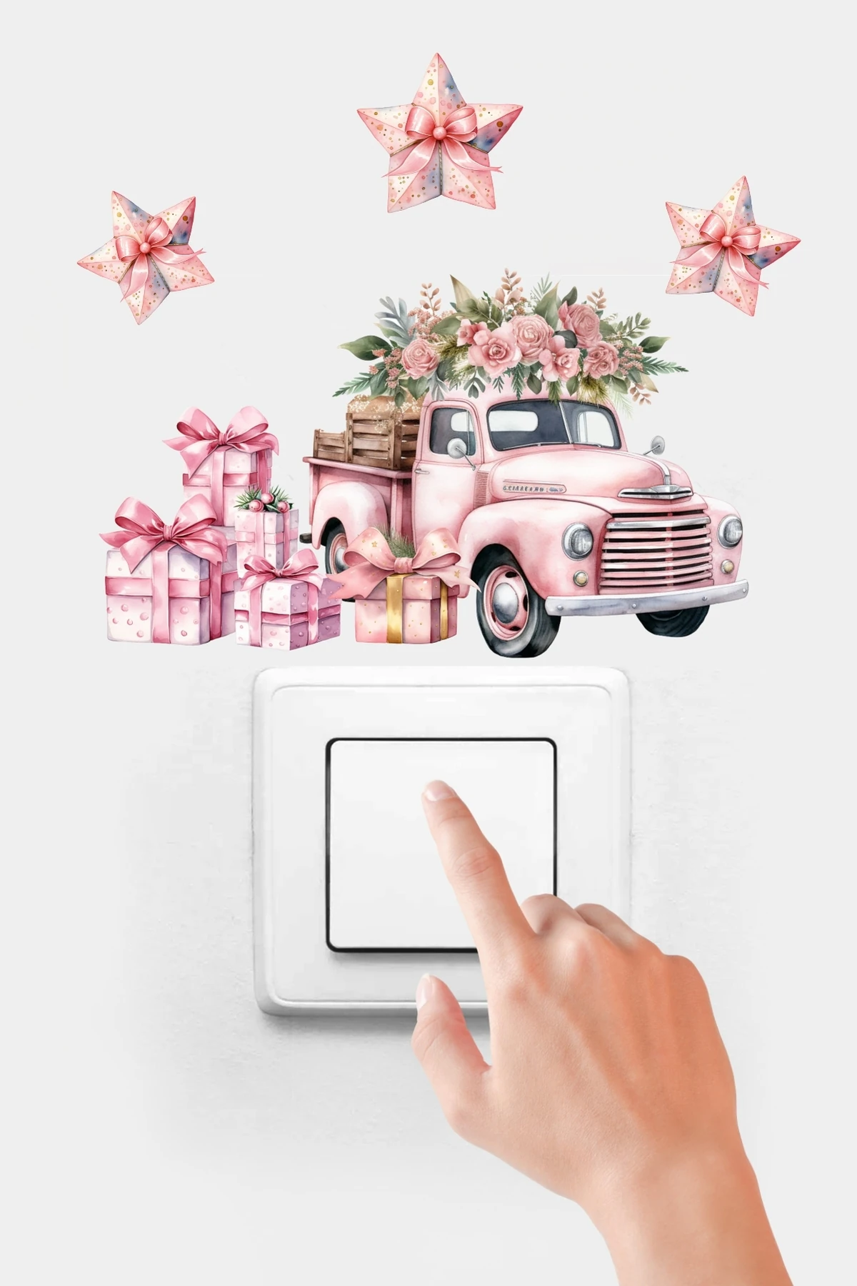 Priz Yeni Yıl Araç ve Hediye Paketleri Yıldız 3 Lü Set, Yeni Yıl Noel Priz Sticker