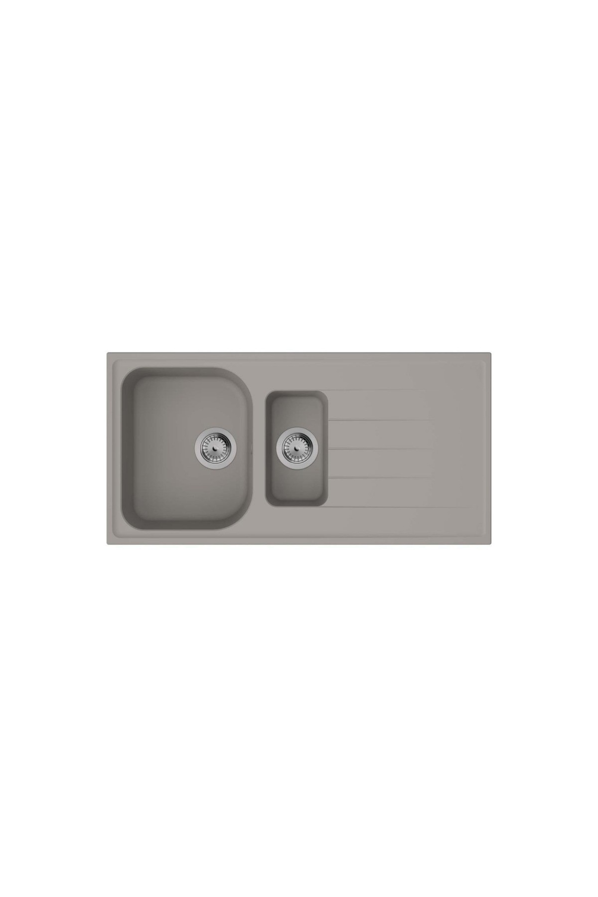 S520-F525 Ankastre Granit Eviye 980/480 otomatik gider seti ile Beton Grisi