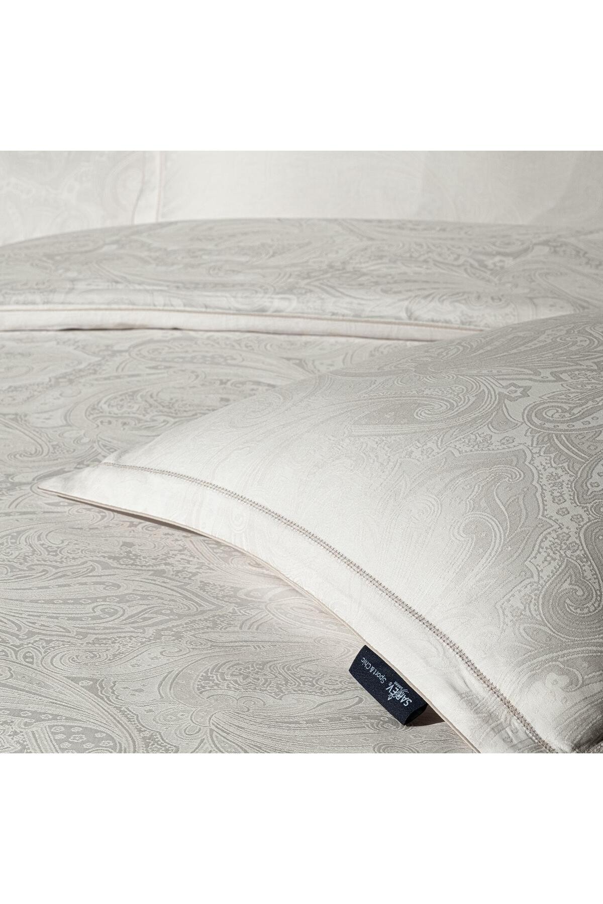 Borendo King Size (Battal Boy) %100 Pamuk Saten "300 TC" Nevresim Takımı Krem