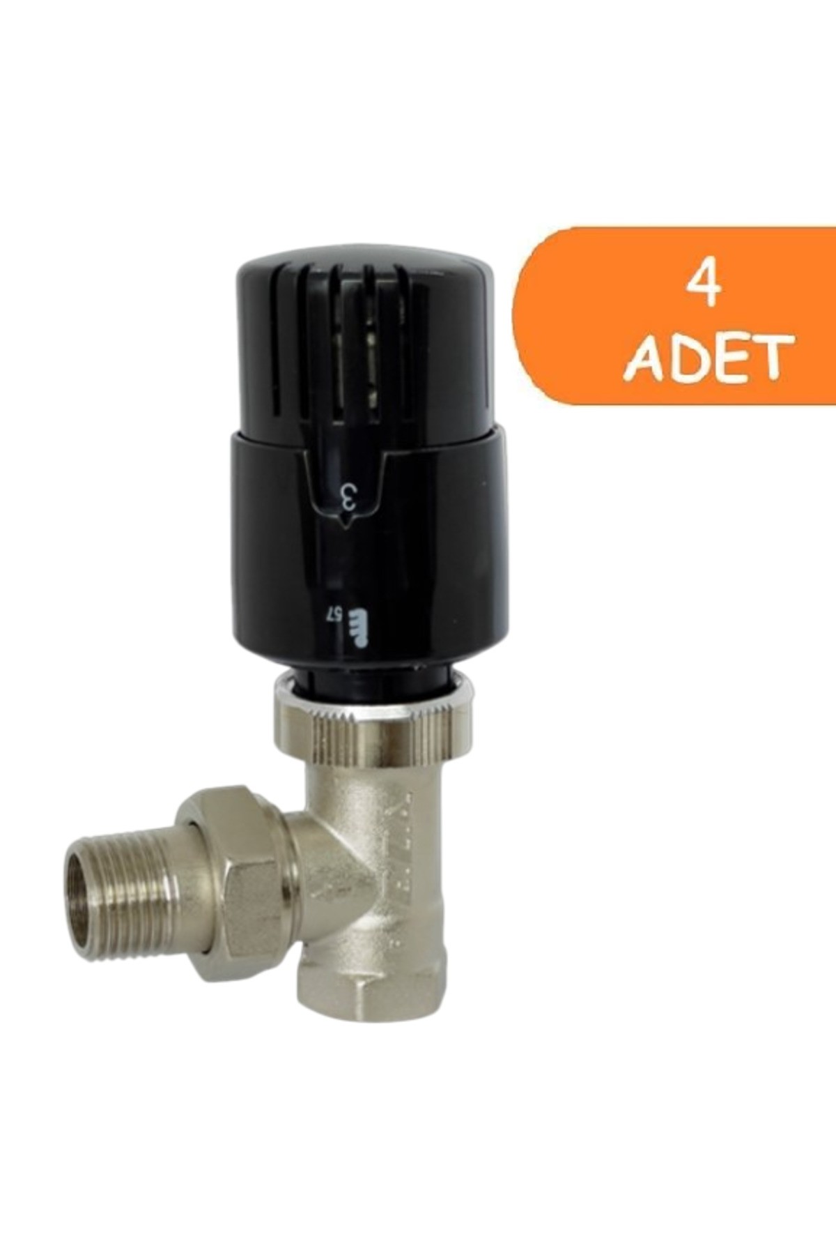 4 Adet ECA TRV4 Termostatik Köşe Radyatör Valfi Petek Vanası Siyah 802120116