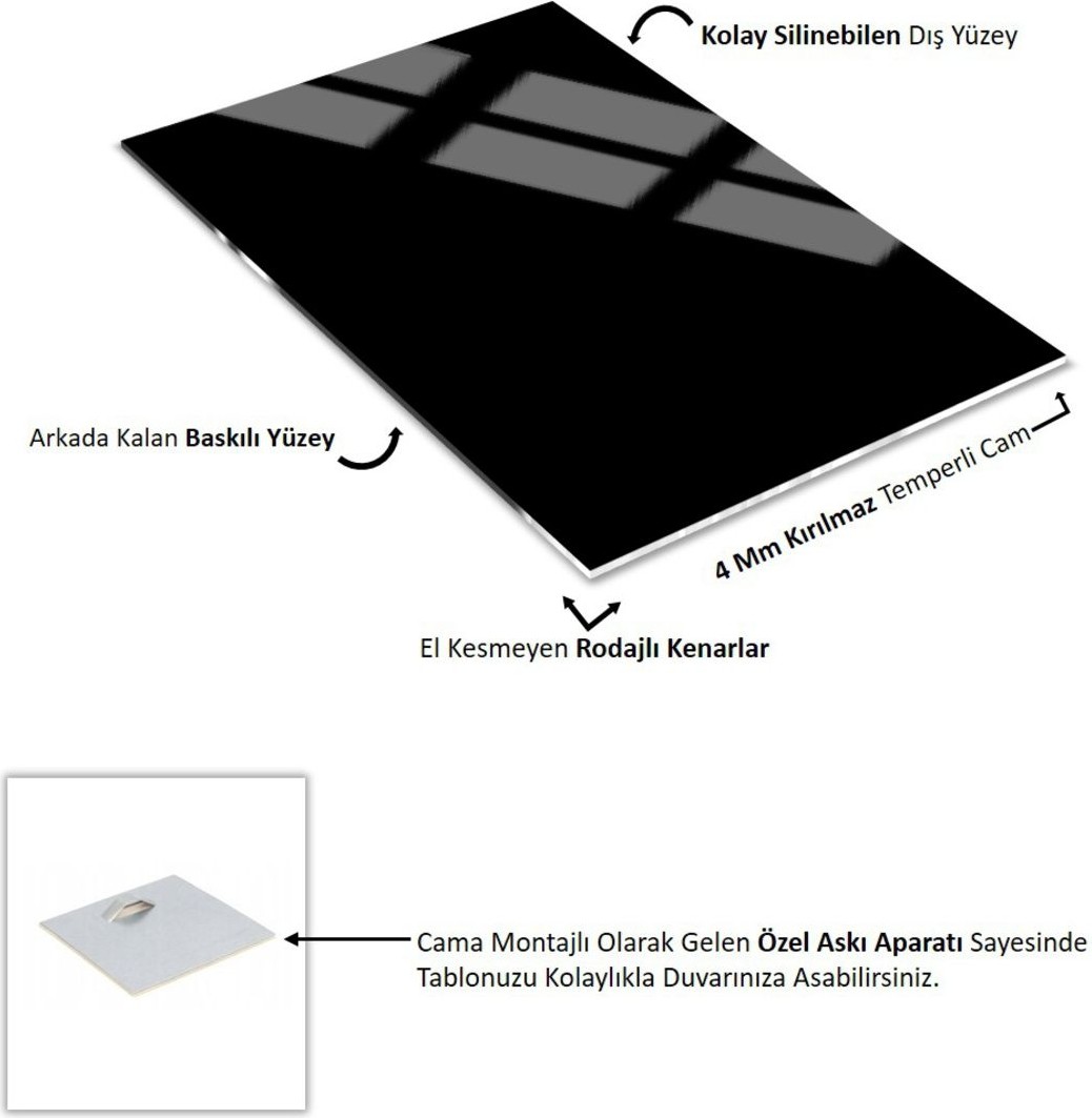 |(Abstract) Gardenya Çiçek Modeli|çerçeveli Temperli Cam Tablo 3lü Yatay