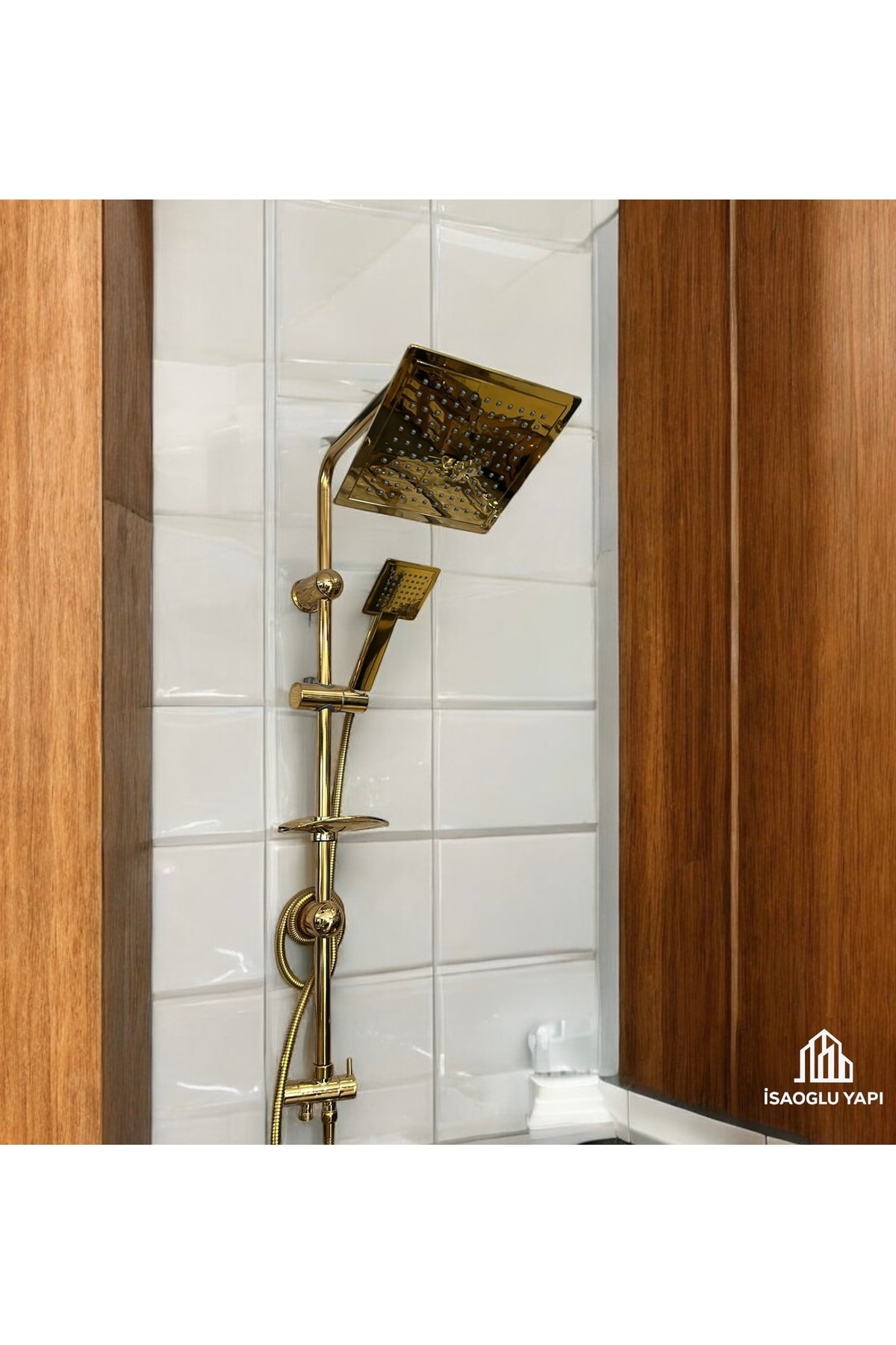 Gold Duş Sistemi Kare Duş Başlığı Pirinç Materyal Gold Yağmurlama