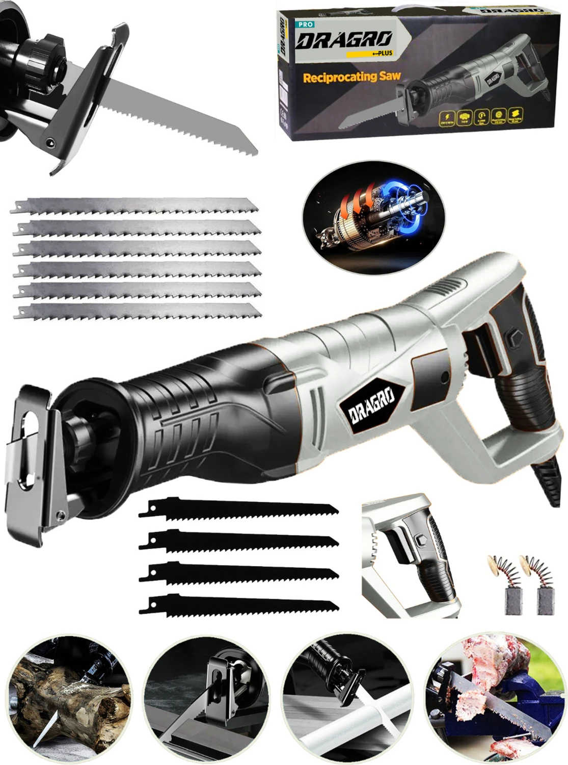 Alman 9000 Sjs 6 Kademe Devir Ayarli Bakir Sargili Beton Tuğla Kemik Kesme Tilki Kuyruğu 10 Uç Greyy