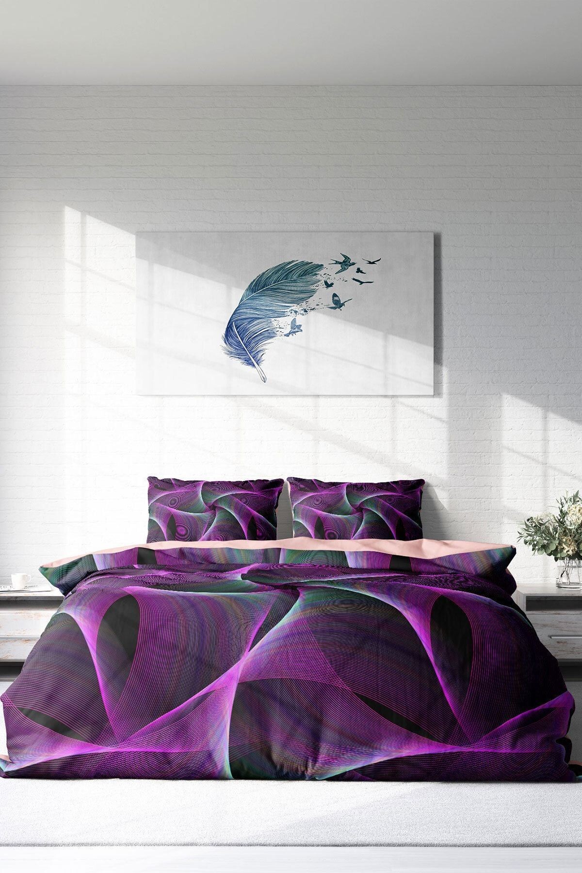 Nevresim Takımı %100 Doğal Pamuk Çift Kişilik 3d Digital Mandala 3
